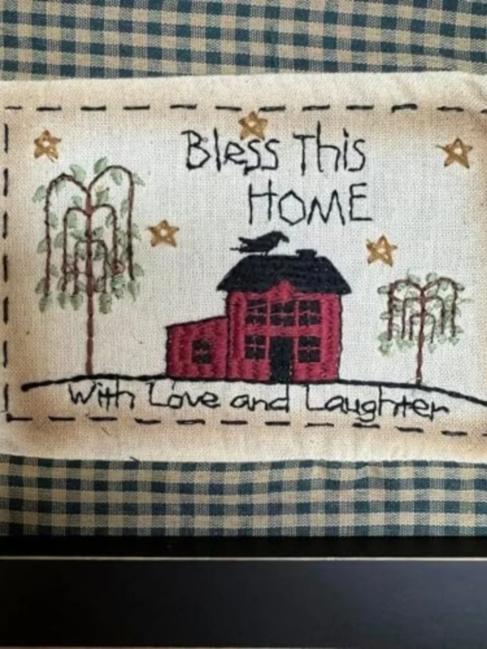 Framed Primitive Stitchery Wall Art Sign - 8x10 